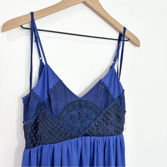 Free People Forget Me Not Blue Chiffon Maxi Dress Sleeveless NWT Size 4 - Picture 4 of 11